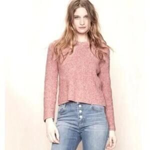 Maje Rose Shimmer Pink Metallic Long Sleeve Knit Cropped Sweater Size 1 US S